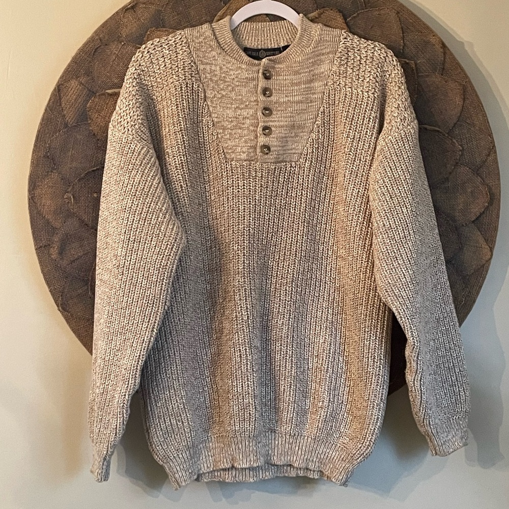 Cape Isle Knitters Vintage Cotton Henley Sweater
